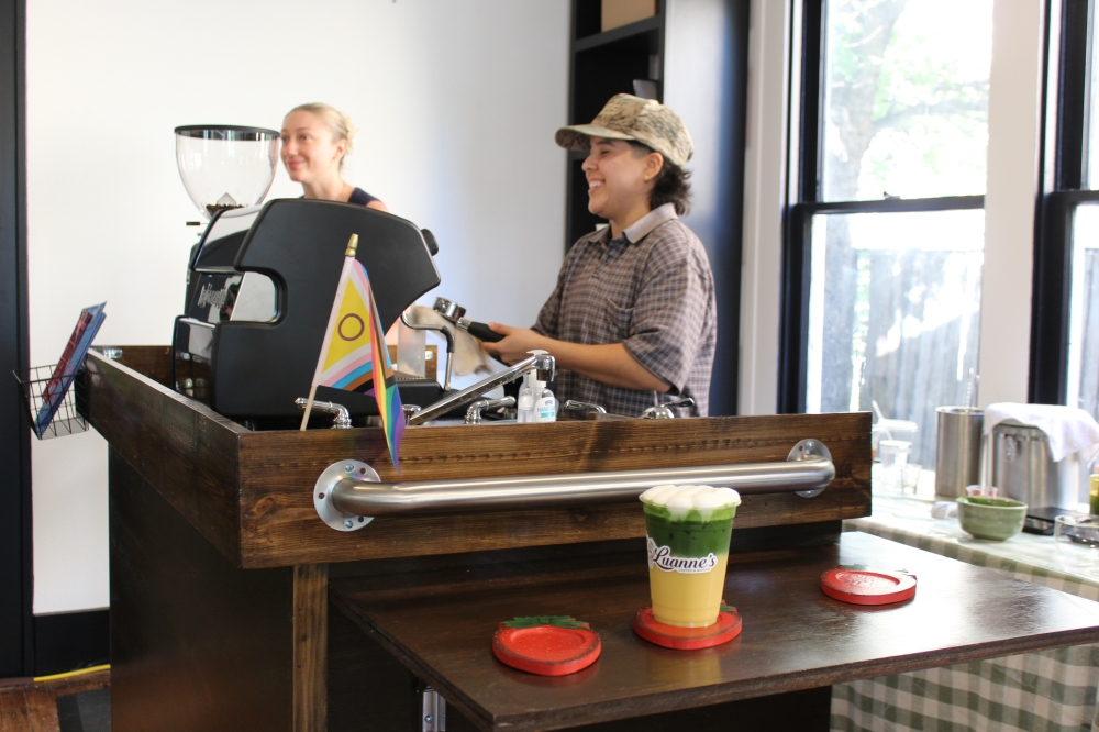 Paige Riojas and Vanessa Garcia are the co-owners of Luanne's Coffee & Matcha, a mobile drink cart in East Austin. (Chloe Young/Community Impact)