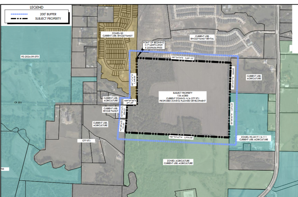 The proposed neighborhood is roughly 1,350 feet northwest of Trinity Falls Parkway. (Courtesy city of McKinney)