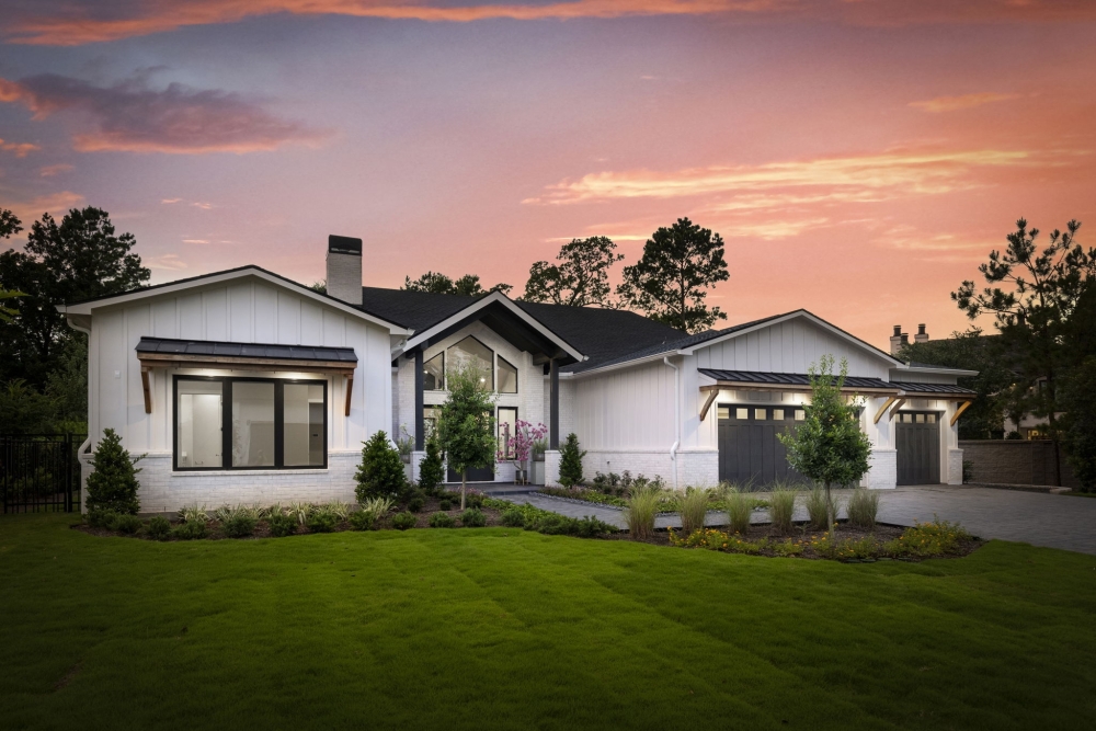 House with sunset behind it