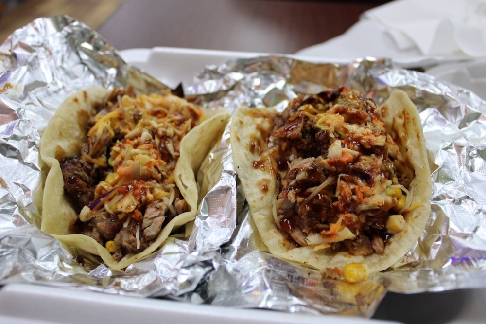 Cool Vibes packs together Bahamian-infused brisket tacos, filled with jerk sauce, corn, veggies and more. (Andrew Creelman/Community Impact)