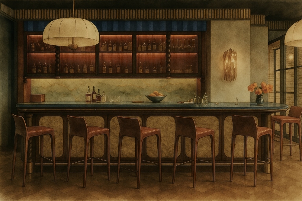 Hypsi's design will be a nod to the area's storied supper club history, and will include a lush courtyard, indoor fireplace and a bar featuring leather Cassina chairs. (Courtesy Viewpoint Studios)