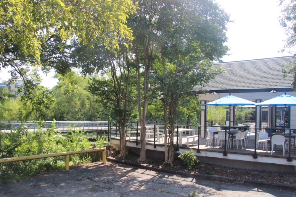 The Cidercade redevelopment will include new plantings along Lady Bird Lake and Blunn Creek, and a possible connection to the public lakeside boardwalk. (Ben Thompson/Community Impact)