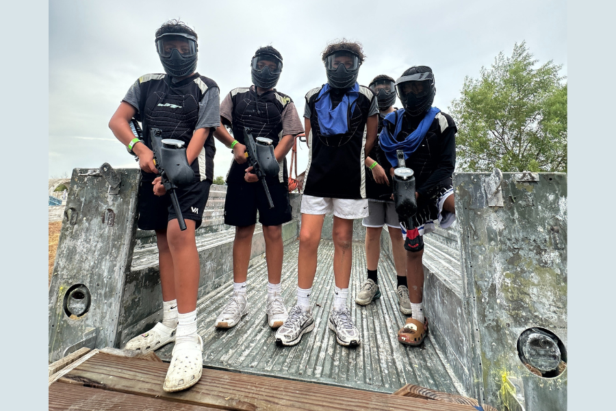 Kids playing paintball