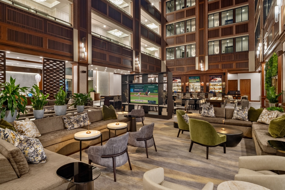 The hotel's color palette was designed to incorporate natural greens reminiscent of Houston’s foliage of Oak and Cypress and pops of yellow inspired by the wildflowers lining the city's roadways. (Courtesy Westin Houston Downtown)