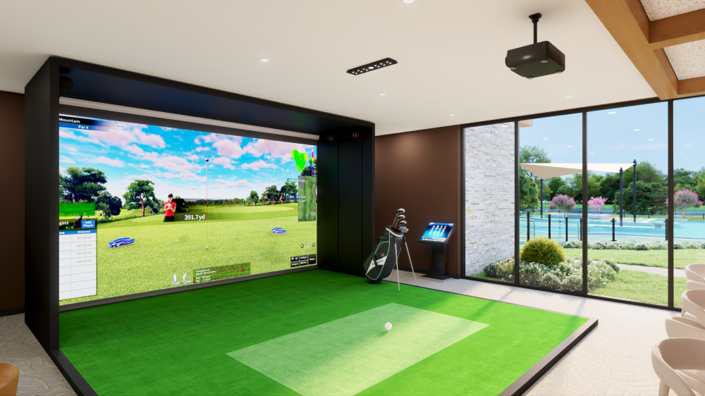 Golf simulator in Del Webb Lost Pines amenity center