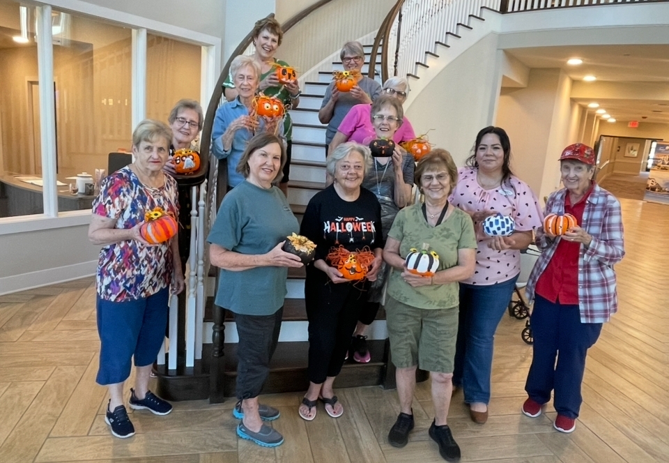Residents enjoying a group activity at Twin Rivers at Collin creek