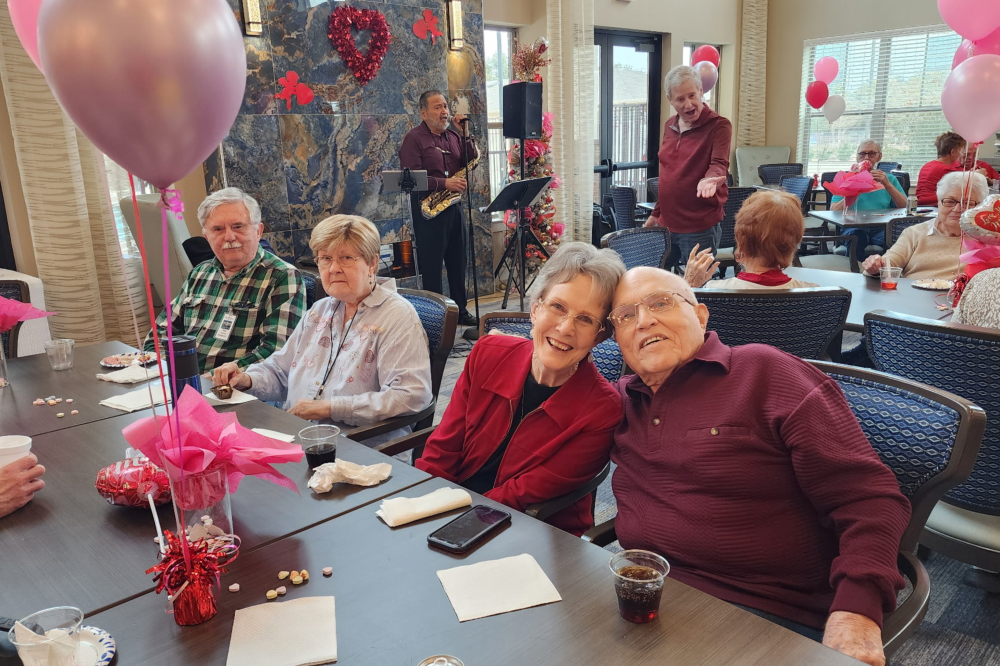 Senior residents socializing at community gathering