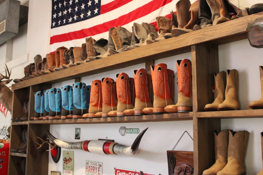 From ostrich skin to classic rawhide leather, boots at the shop come in a variety of different materials. (Andrew Creelman/Community Impact)