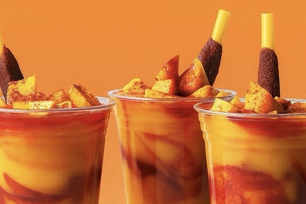 The Mangonada features frozen mango with chamoy, Tajin, Mexican sweets and fresh mango cubes. (Courtesy Fruity Temptations)