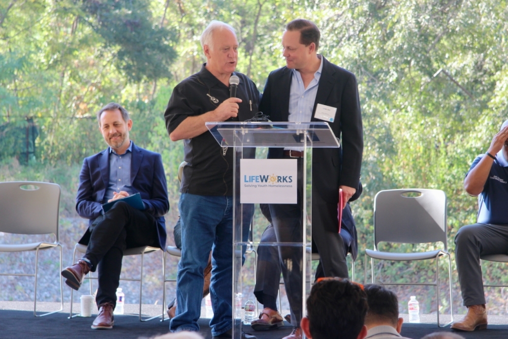 Mayor Kirk Watson thanked Bobby Wilkinson, executive director of the Texas Department of Housing and Community Affairs, for the agency's allocation of housing dollars to development in Austin. (Ben Thompson/Community Impact)