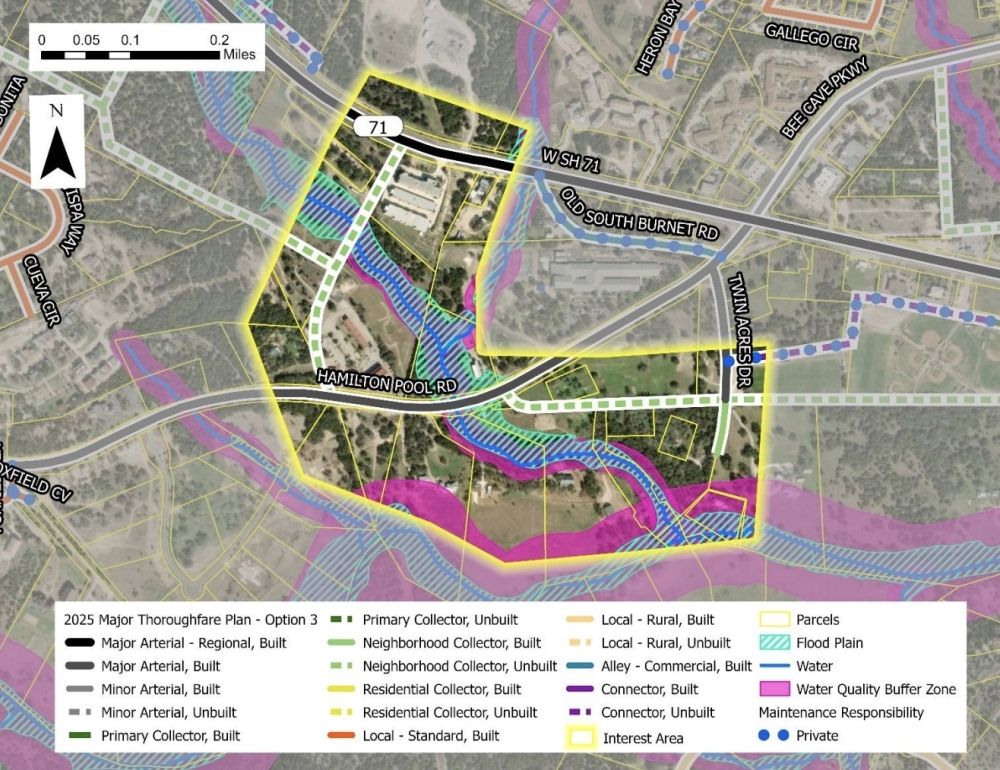 Option 3 proposes two new road segments and intersections. (Courtesy city of Bee Cave)