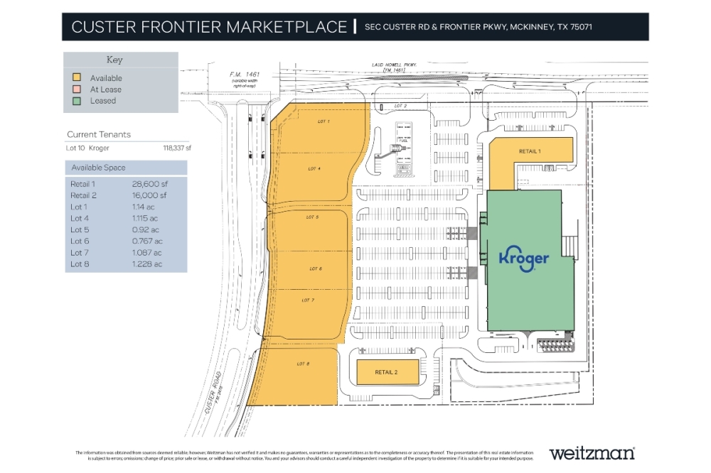 The planned Kroger Marketplace store will anchor the Custer Frontier Marketplace development, which will also feature retail space and pad sites. (Courtesy Weitzman)
