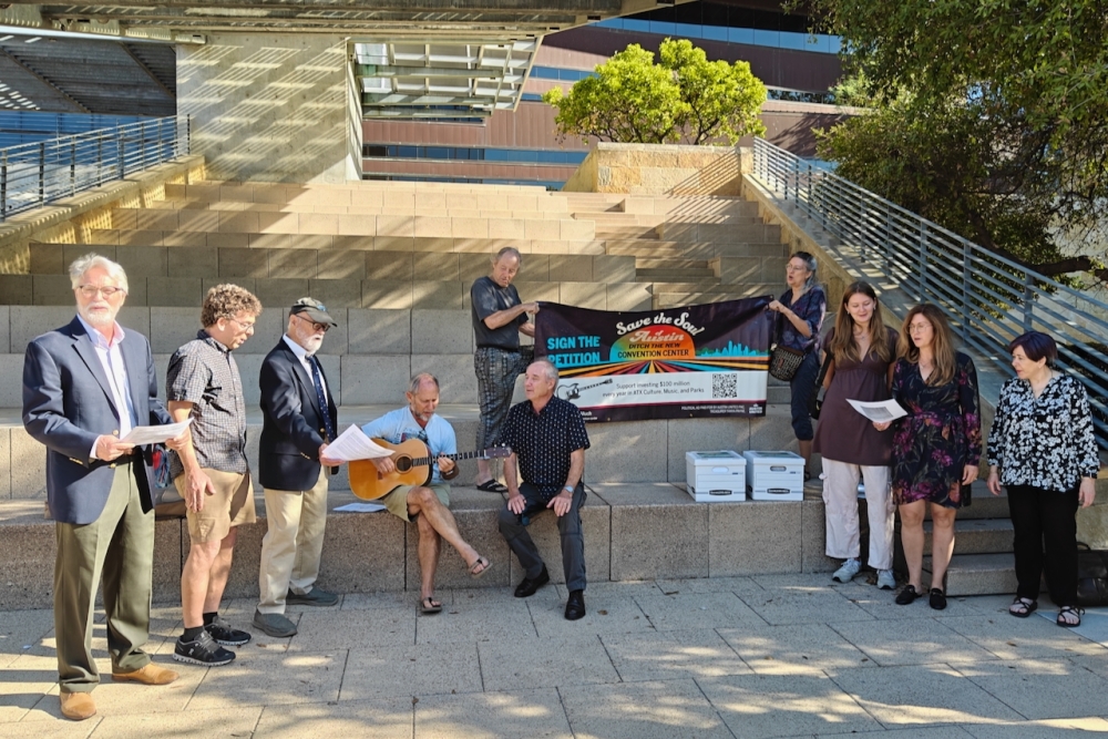 Supporters of the Austin United campaign in October submitted a petition aiming to pause the convention center redevelopment and shift how the city uses tourism tax revenue. (Ben Thompson/Community Impact)
