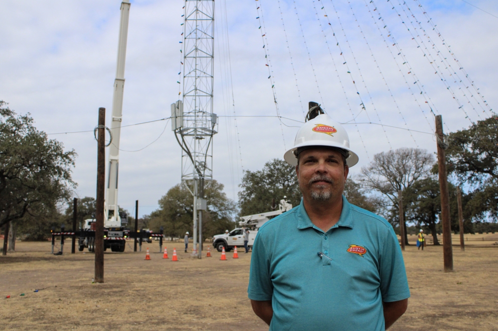 Austin Energy's Clint Correll said the crew looks forward to setting up the tree every year. (Dacia Garcia/Community Impact)