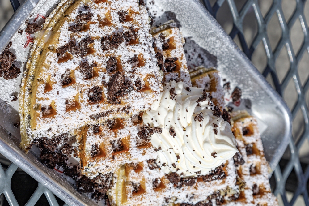 The Waffle Bus is serving a cookies and cream flavored waffle throughout October. (Courtesy The Waffle Bus)