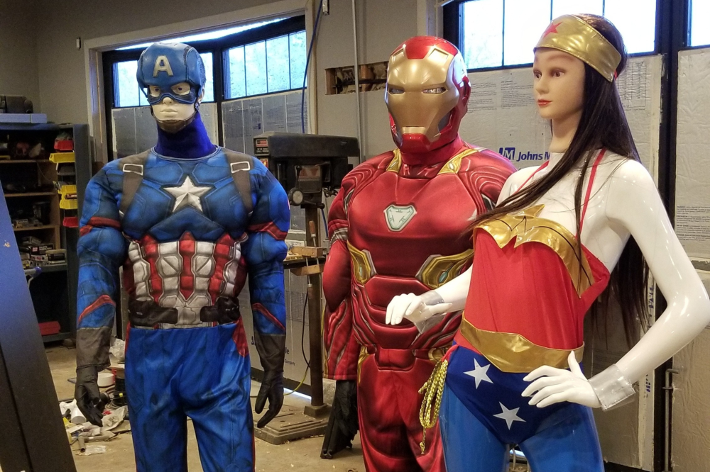 Superhero statues in best restaurant in Austin