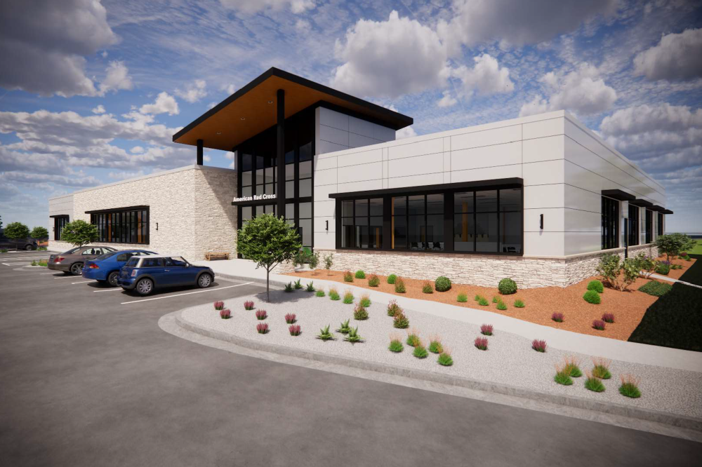 The 15,000-square-foot facility will include a blood and platelet donation center, offices, meeting spaces and additional storage areas. (Rendering courtesy the American Red Cross)