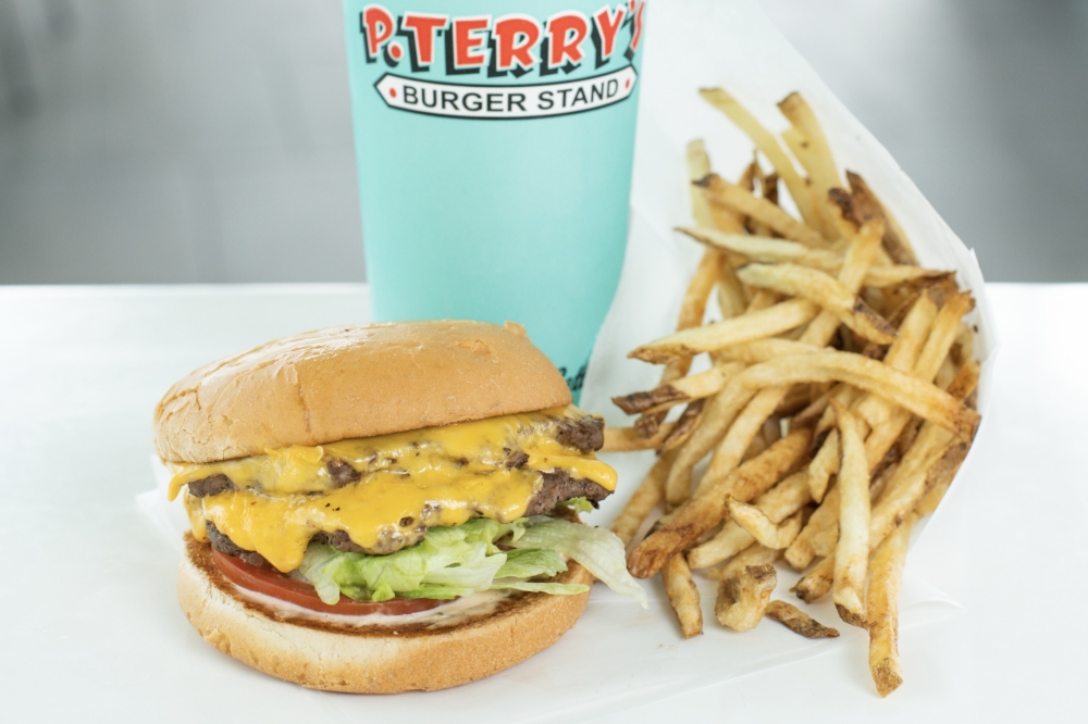 The restaurant uses black Angus beef for its burgers and hand-cut Idaho potatoes for its fries. (Courtesy P. Terry's)