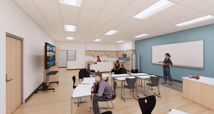 The facility is designed with several elements, including a life skills classroom pictured above. (Courtesy Dripping Springs ISD)