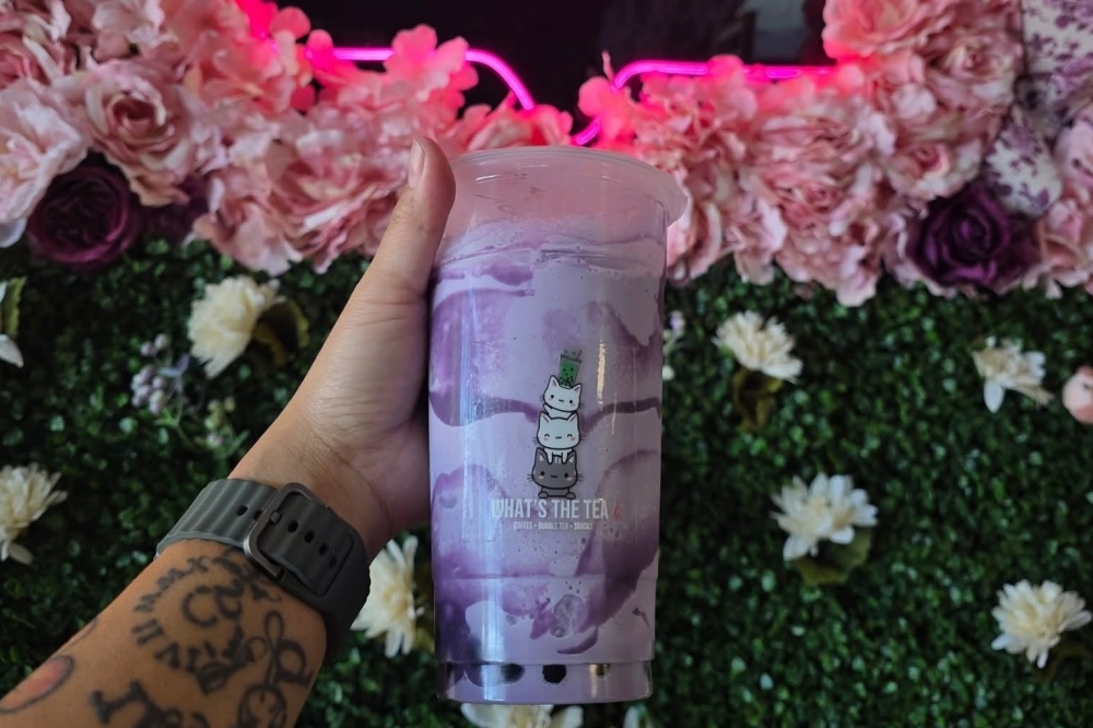 What's the Tea? offers drinks like the Muddy Hippo made with ube puree, taro milk and brown sugar boba. (Courtesy What's the Tea?)