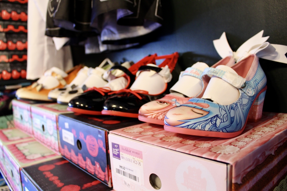 Kuma Rama offers a variety of anime themed items including shoes. (Jovanna Aguilar/Community Impact)