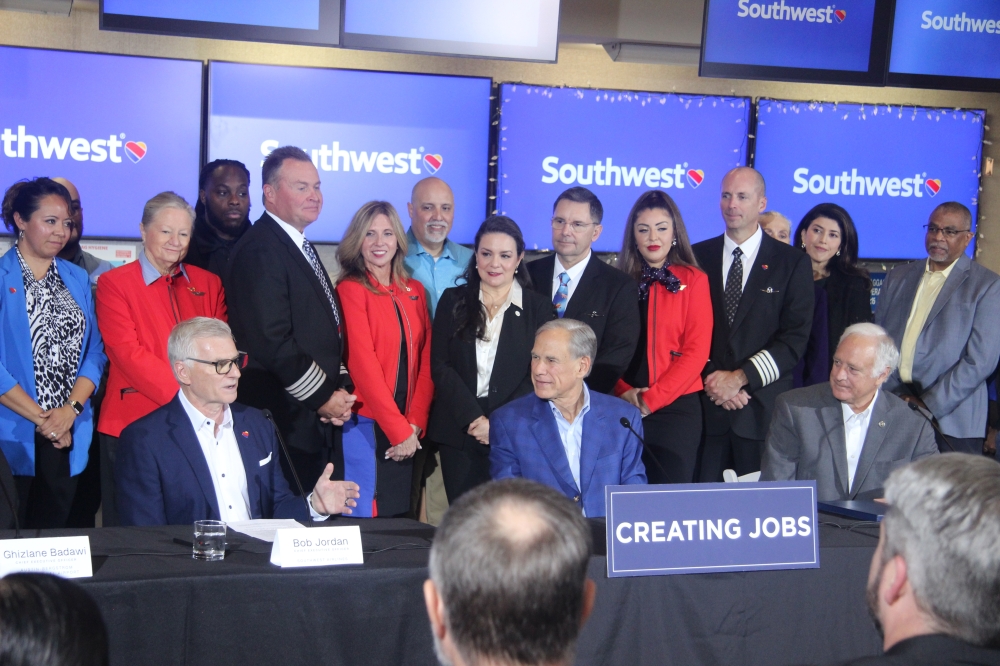 Southwest CEO Bob Jordan spoke about the airline's decision to expand its Austin footprint. (Ben Thompson/Community Impact)