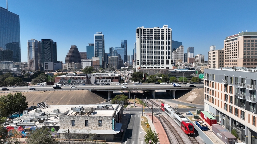 Intersection of 4th Street and I-35 in Austin, Texas