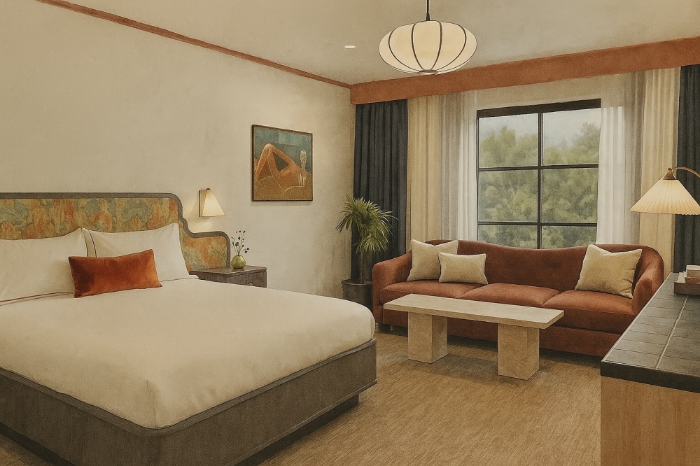 Hotel Daphne is a European-inspired escape that offers comfort and lush surroundings. (Rendering courtesy Viewpoint Studios)