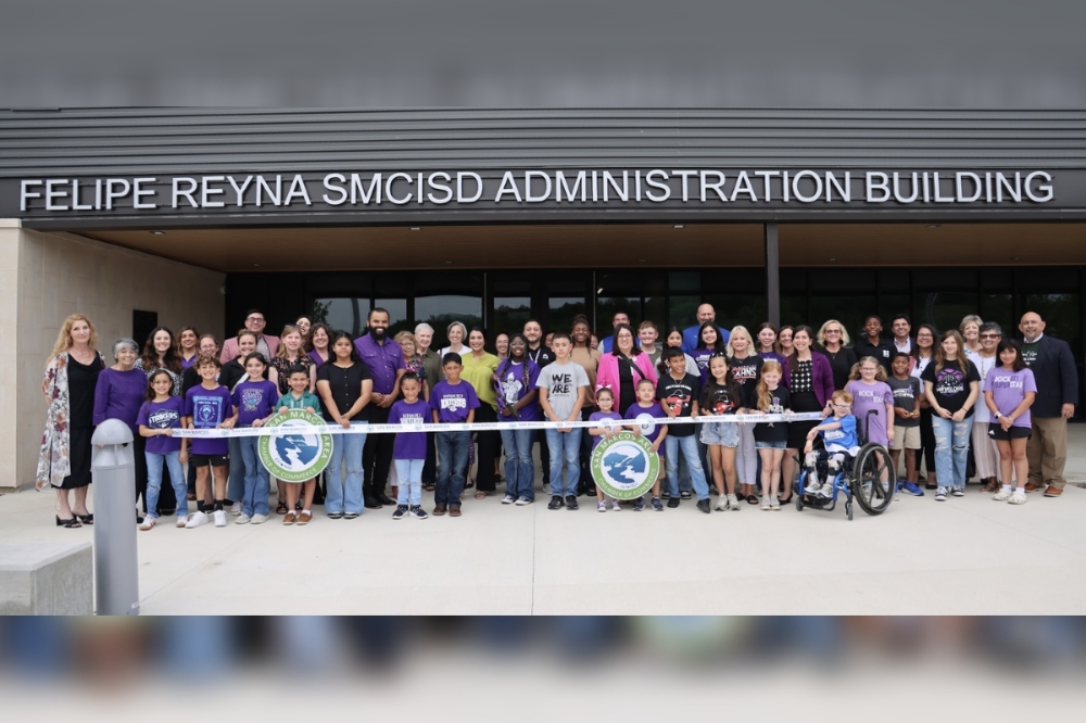 San Marcos CISD held a ribbon cutting ceremony May 19 to commemorate the opening of the district's new administrative building, which will house offices and the School Fuel nonprofit. (Courtesy San Marcos CISD)