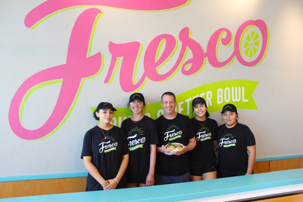 Fresco is located under The Lyndon apartments in Springtown Center. (Sarah Hernandez/Community Impact)