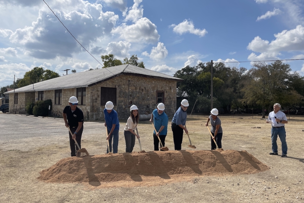Dripping Springs officials celebrated the groundbreaking on renovations of the Stephenson Building, a historic building in downtown Dripping Springs, on Oct. 23. (Sienna Wight/Community Impact)