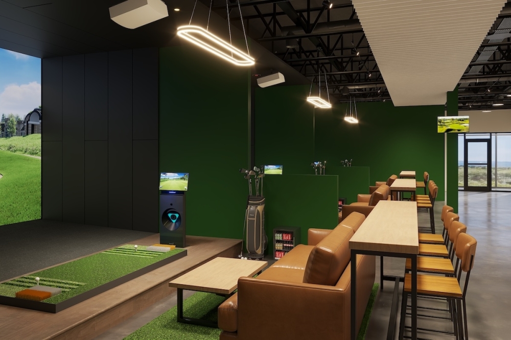 Inisde 9 Golf features three public golf simulation bays along with a private bay for renting. (Rendering courtesy Inside 9 Golf)