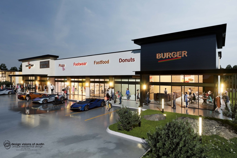 A retail center will open as part of Adelton's second phase in Bastrop. (Rendering courtesy Design Visions of Austin)