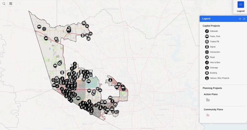 More than $250 million in projects are part of the Places 4 People project listings, according to Harris County Precinct 4 Commissioner Lesley Briones’ website which show infrastructure initiatives stemming from 2023. (Courtesy Harris County Precinct 4 Commissioner Lesley Briones Office)