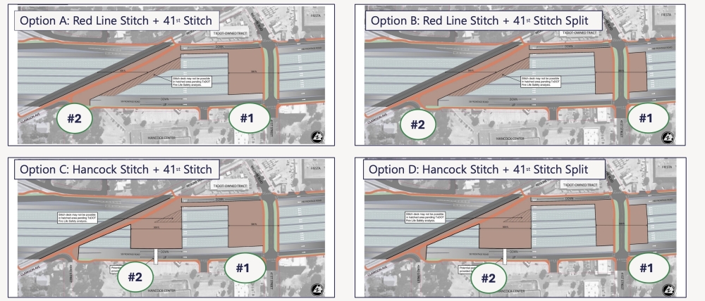 City staff recommended one of four options for new decks and improved crossings over I-35 in Central Austin. (Courtesy city of Austin)