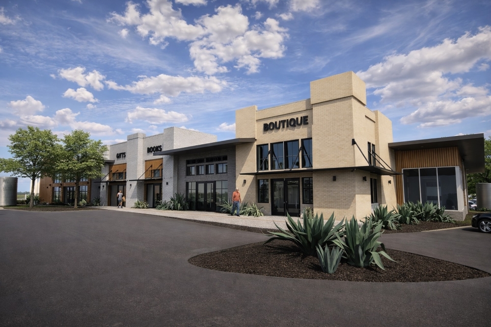 The new retail center has room for up to eight tenants. (Rendering courtesy Land Strategies Inc.)