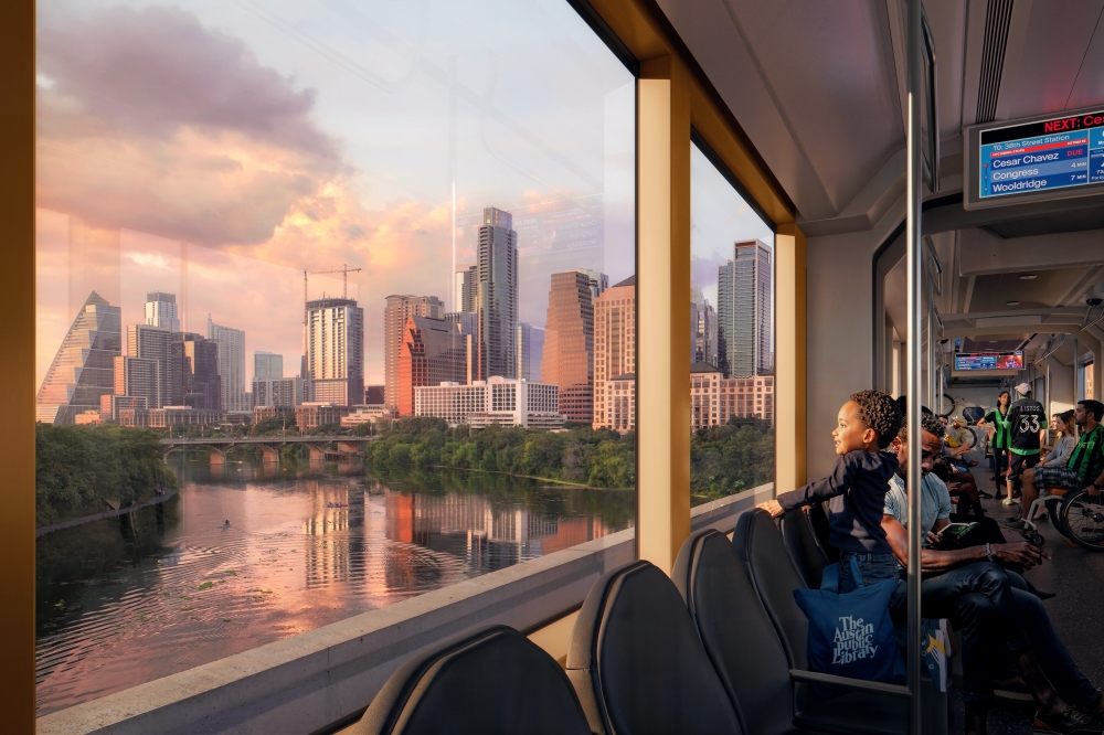 The Austin Light Rail system includes a bridge across Lady Bird Lake. (Artist conceptual visualization, Austin Transit Partnership)